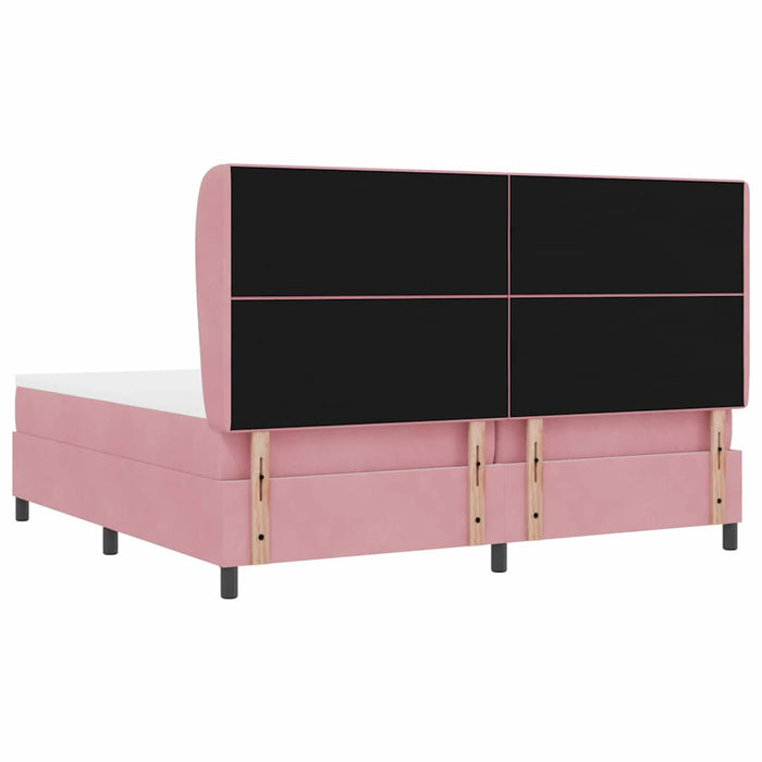 Pat cu arcuri cu saltea cu headboard Roz 200 x 200 cm Poliester - WALTI WALTI