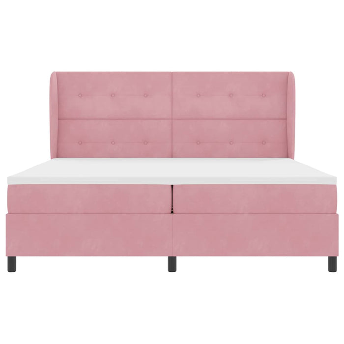 Pat cu arcuri cu saltea cu headboard Roz 200 x 200 cm Poliester - WALTI WALTI