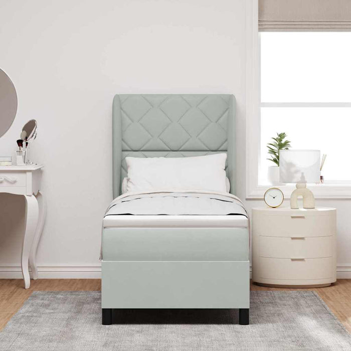 Pat cu arcuri cu headboard Gri deschis 200 x 80 cm Catifea - WALTI WALTI