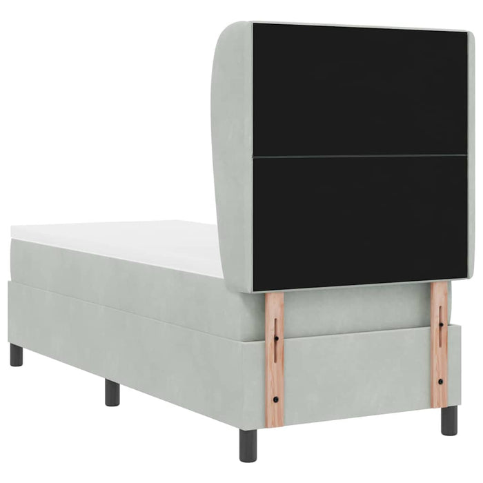 Pat cu arcuri cu headboard Gri deschis 200 x 80 cm Catifea - WALTI WALTI