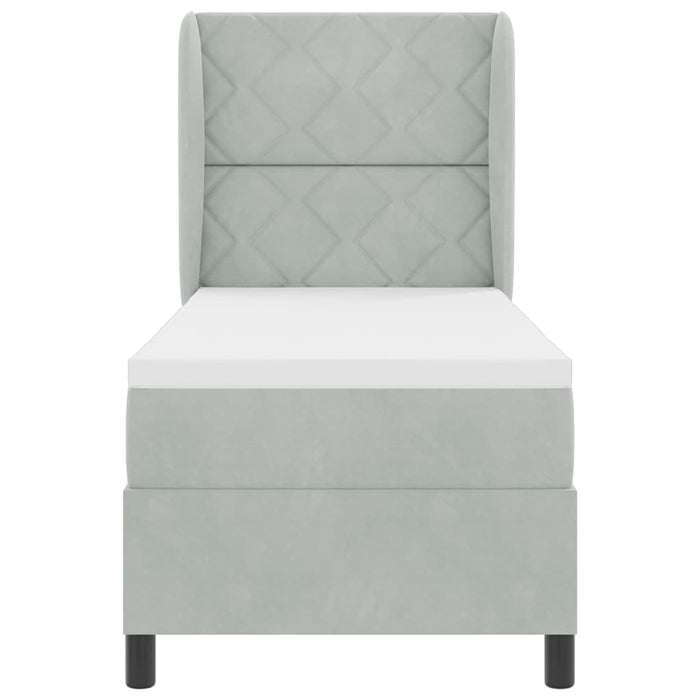 Pat cu arcuri cu headboard Gri deschis 200 x 80 cm Catifea - WALTI WALTI