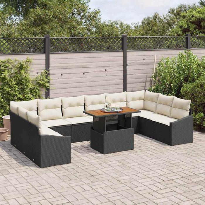 Set de masă pentru grădină 11 pcs Negru, Crem 100 x 55 x 73 cm - WALTI WALTI