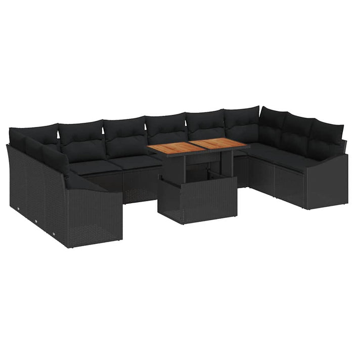 Set de masă pentru grădină cu pernă Manual 11 pcs Negru și Maro - WALTI WALTI