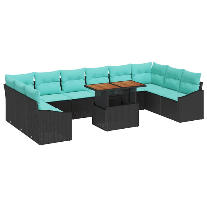 Set de masă pentru grădină cu pernă 11 pcs Negru, Teal - WALTI WALTI