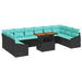 Set de masă pentru grădină cu pernă 11 pcs Negru, Teal - WALTI WALTI