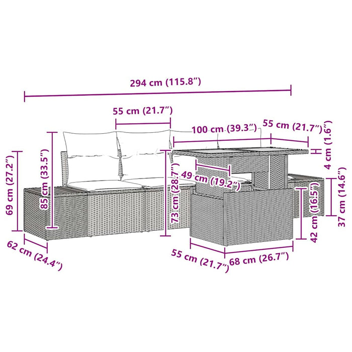 Set de masă pentru grădină Manual Negru, Crem 100 x 55 x 73 cm - WALTI WALTI