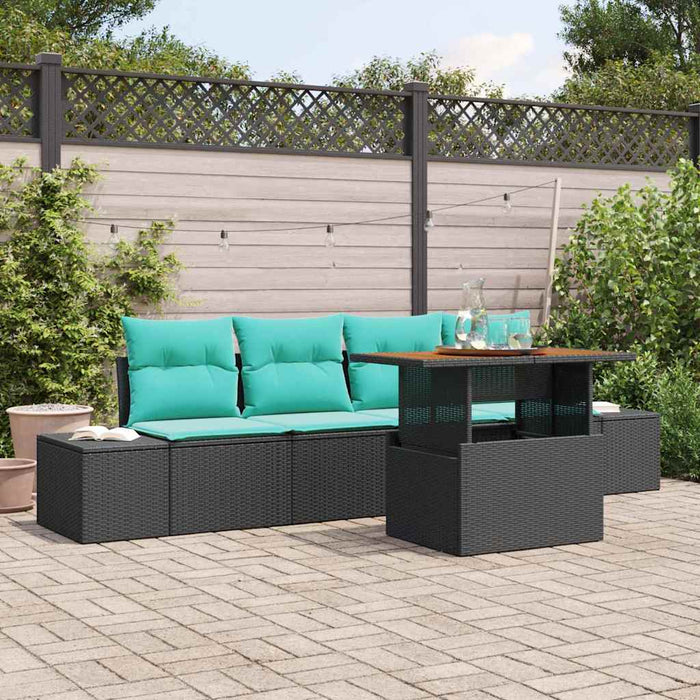 Set de masă pentru grădină 5 pcs Negru și Albastru petrol WALTI