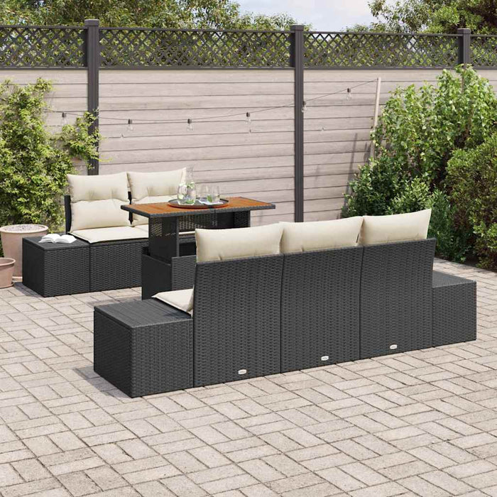 Set de masă pentru grădină 6 pcs Negru, Crem 100 x 55 x 73 cm - WALTI WALTI