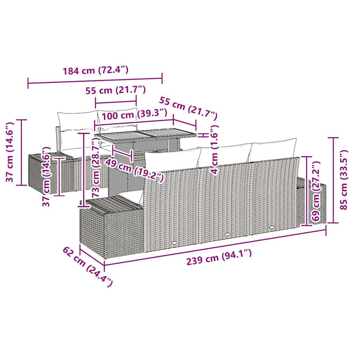 Set de masă pentru grădină 6 pcs Negru, Crem 100 x 55 x 73 cm - WALTI WALTI