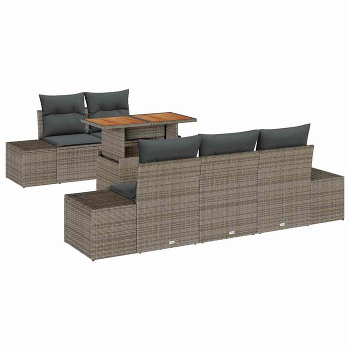 Set de masă pentru grădină 6 pcs Maro Gri 100 x 55 x 73 cm - WALTI WALTI