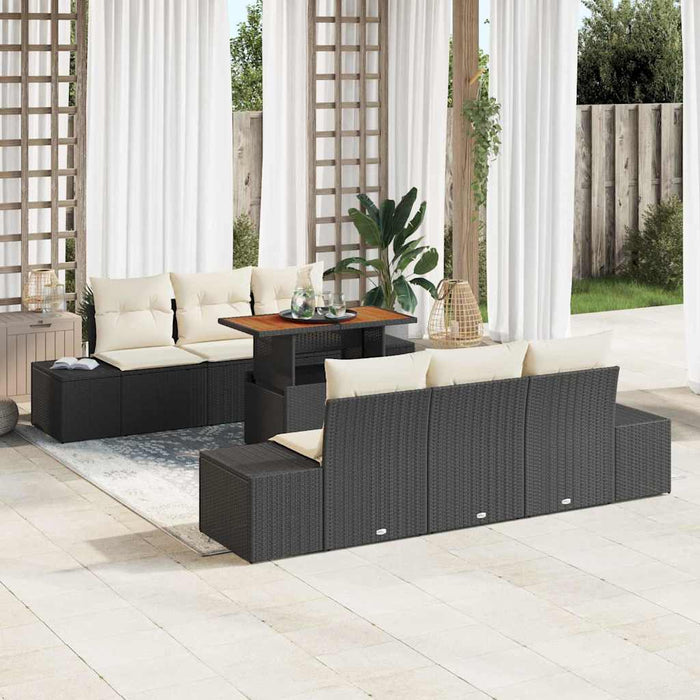 Set de masă pentru grădină 7 pcs Negru, Crem 100 x 55 x 73 cm - WALTI WALTI