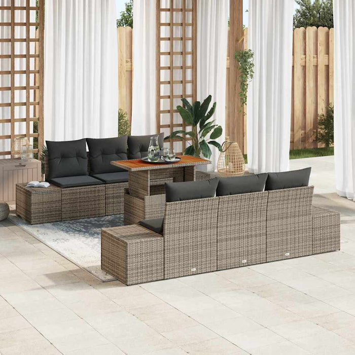 Set de masă pentru grădină cu pernă Manual 7 pcs Gri Maro Negru - WALTI WALTI