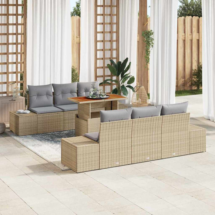 Set de masă pentru grădină 7 pcs Bej, Gri 100 x 55 x 73 cm - WALTI WALTI