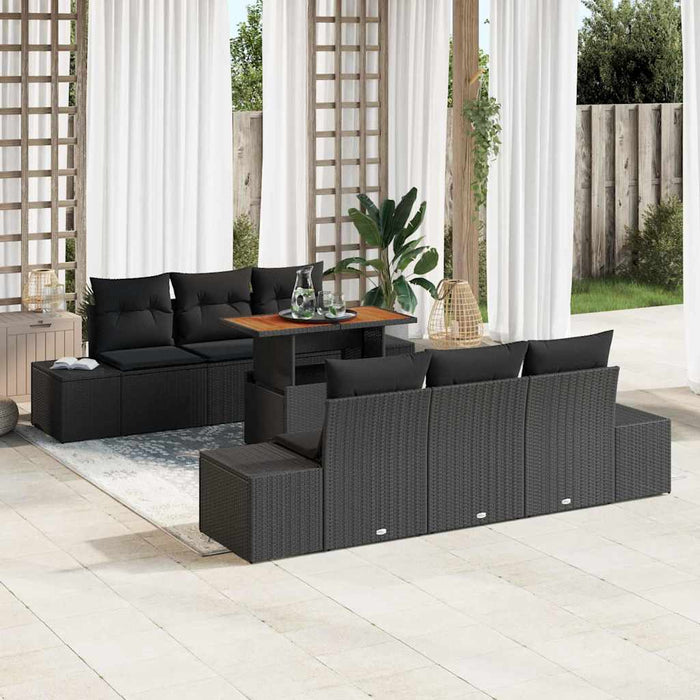 Set de masă pentru grădină cu pernă Manual 7 pcs Negru și Maro - WALTI WALTI