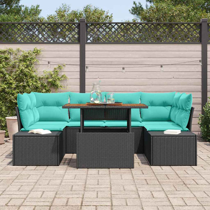 Set de masă pentru grădină 7 pcs Negru și Albastru petrol WALTI