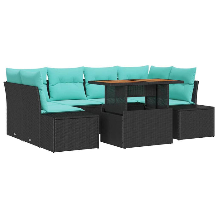 Set de masă pentru grădină 7 pcs Negru și Albastru petrol WALTI