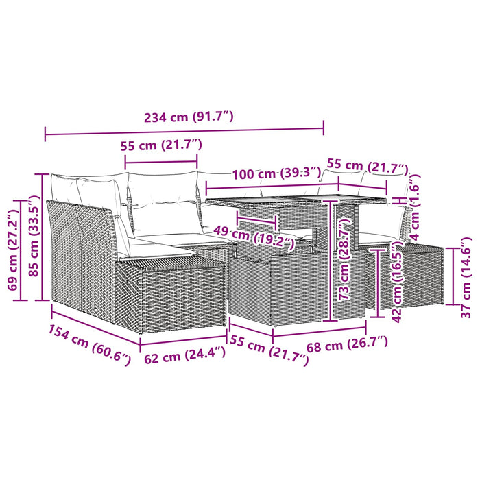 Set de masă pentru grădină 7 pcs Negru și Albastru petrol WALTI