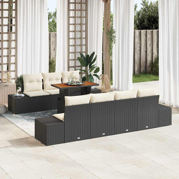 Set de masă pentru grădină 8 pcs Negru, Crem 100 x 55 x 73 cm - WALTI WALTI