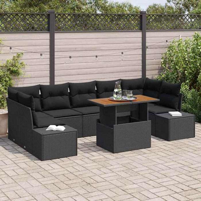Set de masă pentru grădină cu pernă Manual 8 pcs Negru și Maro - WALTI WALTI