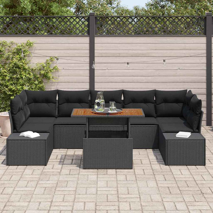 Set de masă pentru grădină cu pernă Manual 8 pcs Negru și Maro - WALTI WALTI
