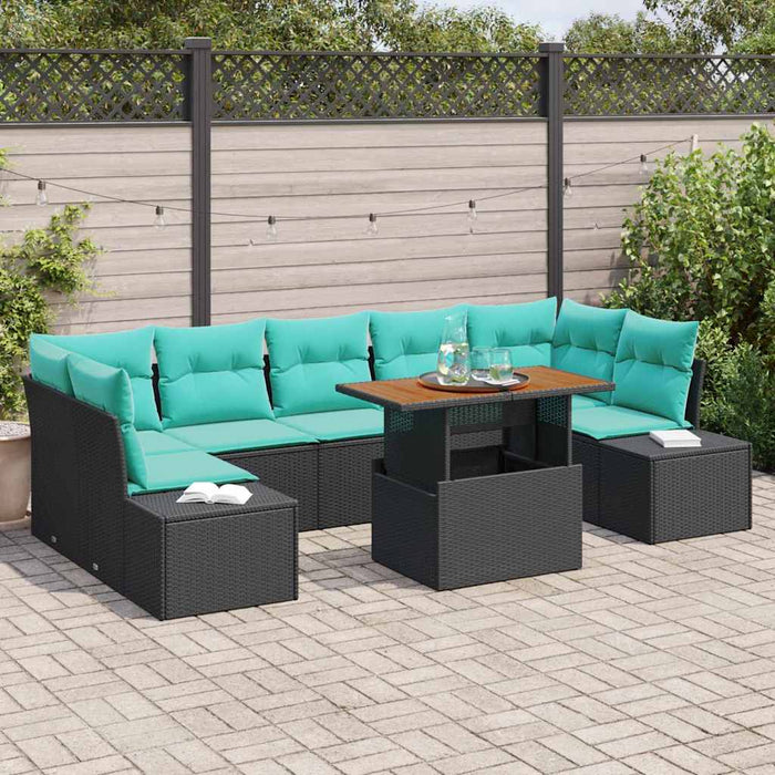 Set de masă pentru grădină 8 pcs Negru și Albastru petrol WALTI