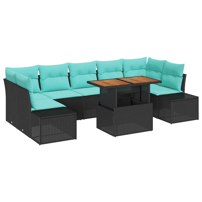 Set de masă pentru grădină 8 pcs Negru și Albastru petrol WALTI