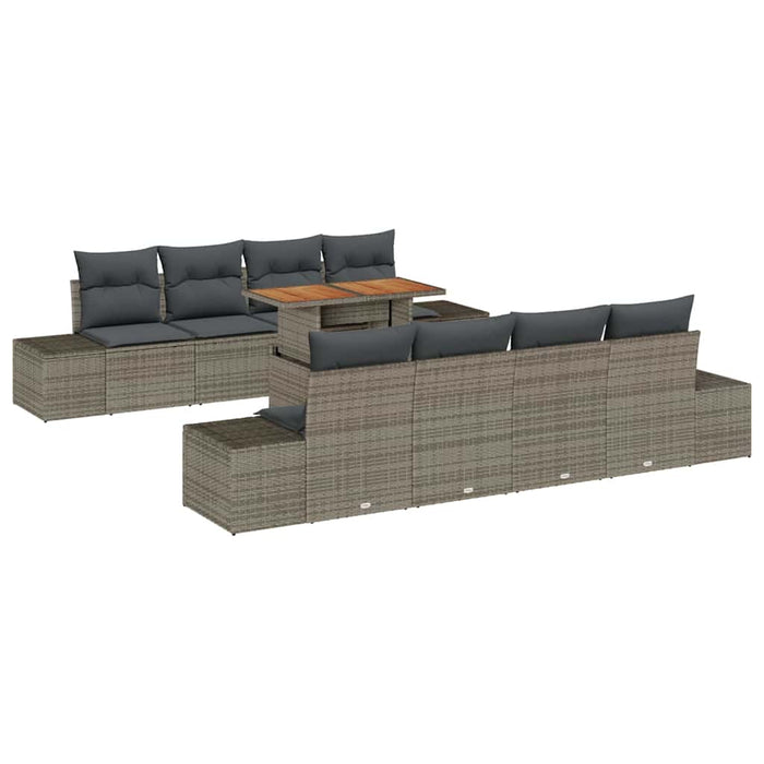Set de masă pentru grădină 9 pcs Maro Gri 100 x 55 x 73 cm - WALTI WALTI