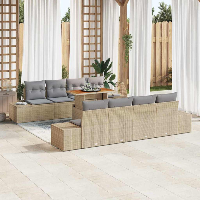 Set de masă pentru grădină 9 pcs Bej, Gri 100 x 55 x 73 cm - WALTI WALTI