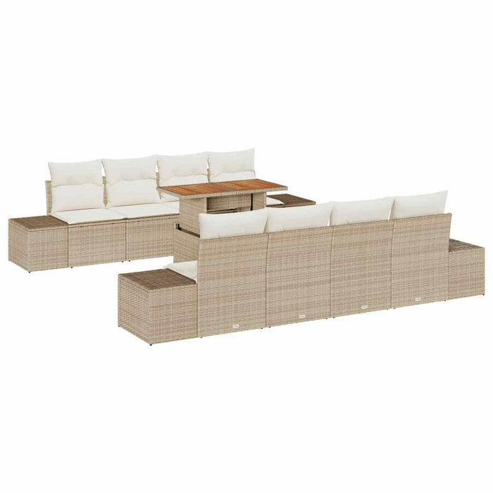 Set de masă pentru grădină 9 pcs Bej, crem 100 x 55 x 73 cm - WALTI WALTI