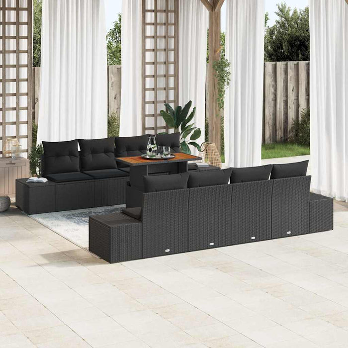 Set de masă pentru grădină cu pernă Manual 9 pcs Negru și Maro - WALTI WALTI