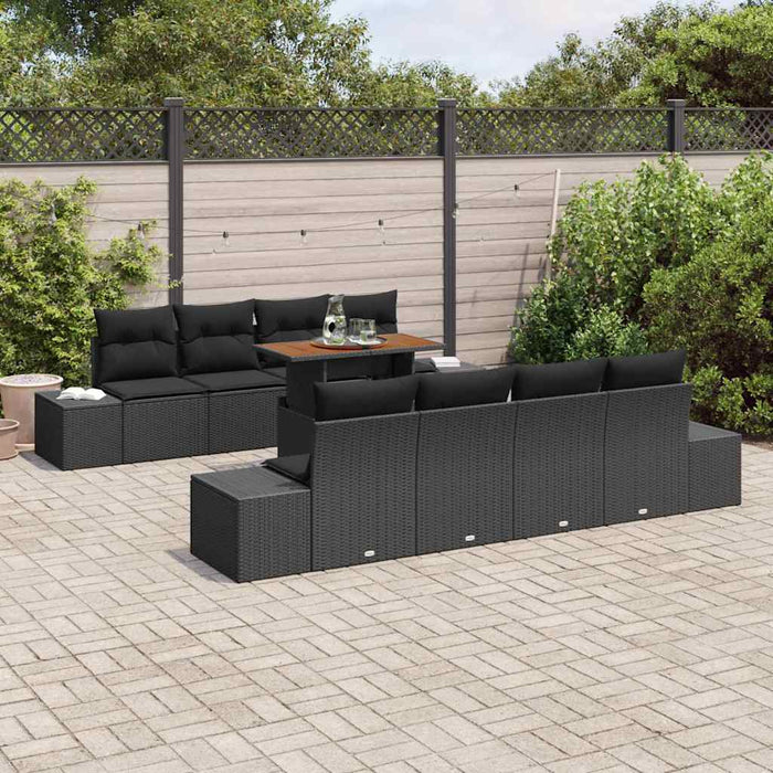 Set de masă pentru grădină cu pernă Manual 9 pcs Negru și Maro - WALTI WALTI