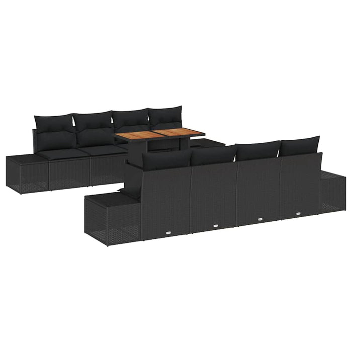 Set de masă pentru grădină cu pernă Manual 9 pcs Negru și Maro - WALTI WALTI