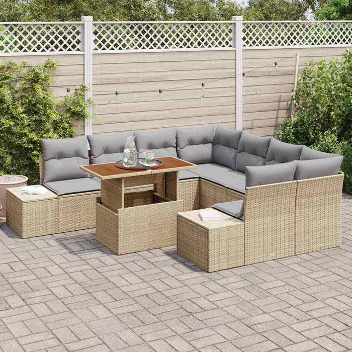 Set de masă pentru grădină 9 pcs Bej, Gri 100 x 55 x 73 cm - WALTI WALTI