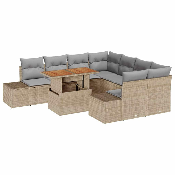 Set de masă pentru grădină 9 pcs Bej, Gri 100 x 55 x 73 cm - WALTI WALTI