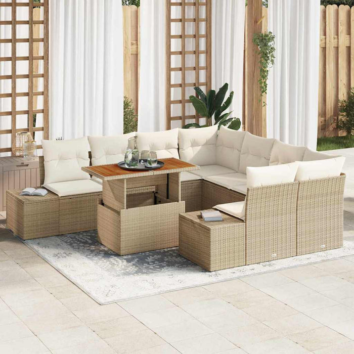 Set de masă pentru grădină 9 pcs Bej, crem 100 x 55 x 73 cm - WALTI WALTI