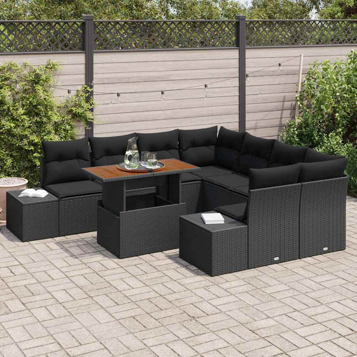 Set de masă pentru grădină cu pernă Manual 9 pcs Negru și Maro - WALTI WALTI
