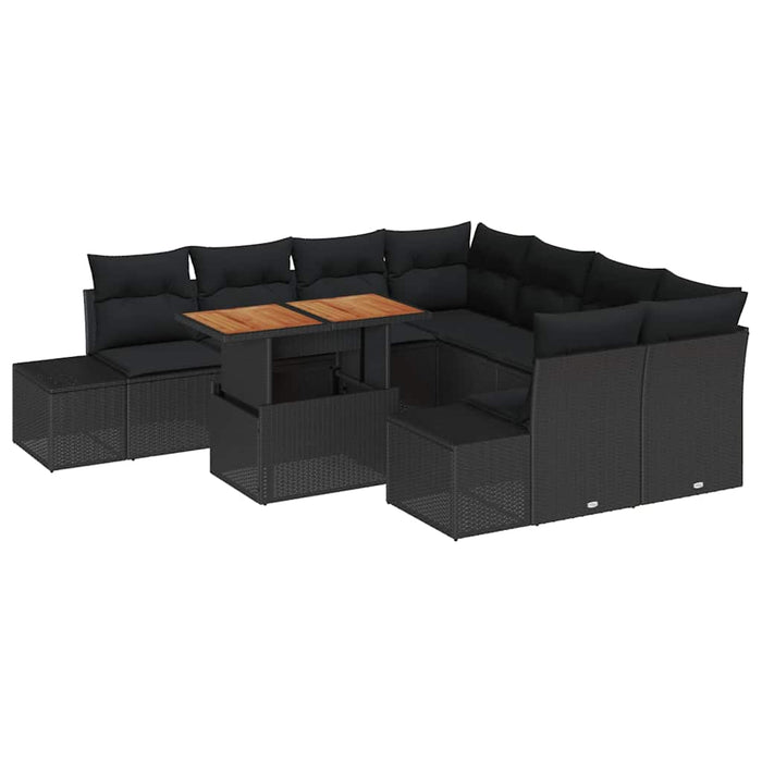 Set de masă pentru grădină cu pernă Manual 9 pcs Negru și Maro - WALTI WALTI