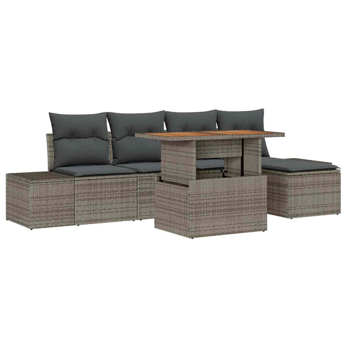 Set de masă pentru grădină 6 pcs Bej cu perne gri închis - WALTI WALTI