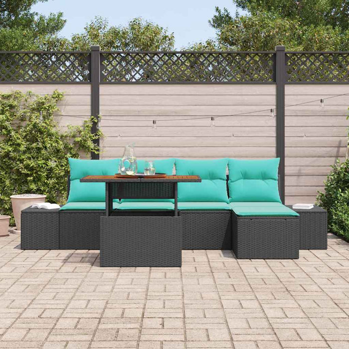 Set de masă pentru grădină 6 pcs Negru și Albastru petrol WALTI