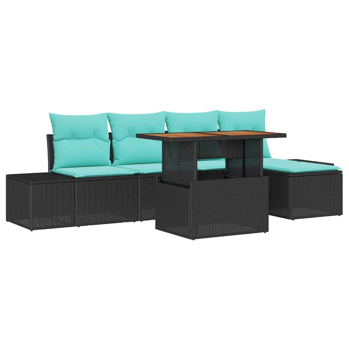 Set de masă pentru grădină 6 pcs Negru și Albastru petrol WALTI