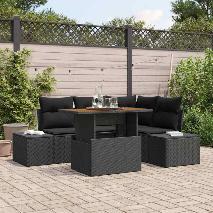 Set de canapele pentru grădină cu pernă 5 pcs Negru și Maro - WALTI WALTI