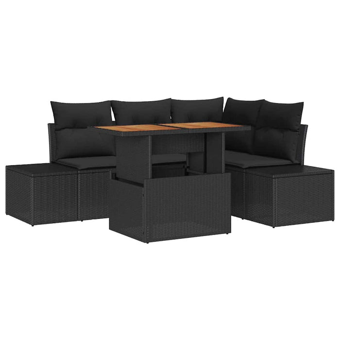 Set de canapele pentru grădină cu pernă 5 pcs Negru și Maro - WALTI WALTI