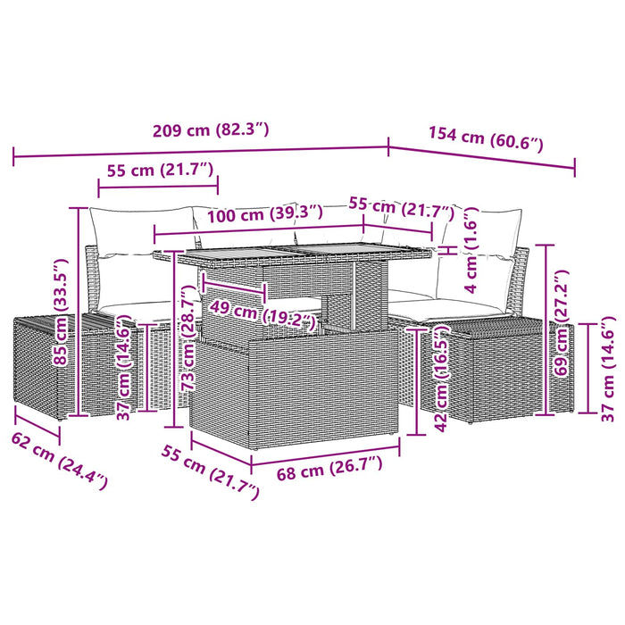 Set de masă pentru grădină 5 pcs Negru și Albastru petrol WALTI