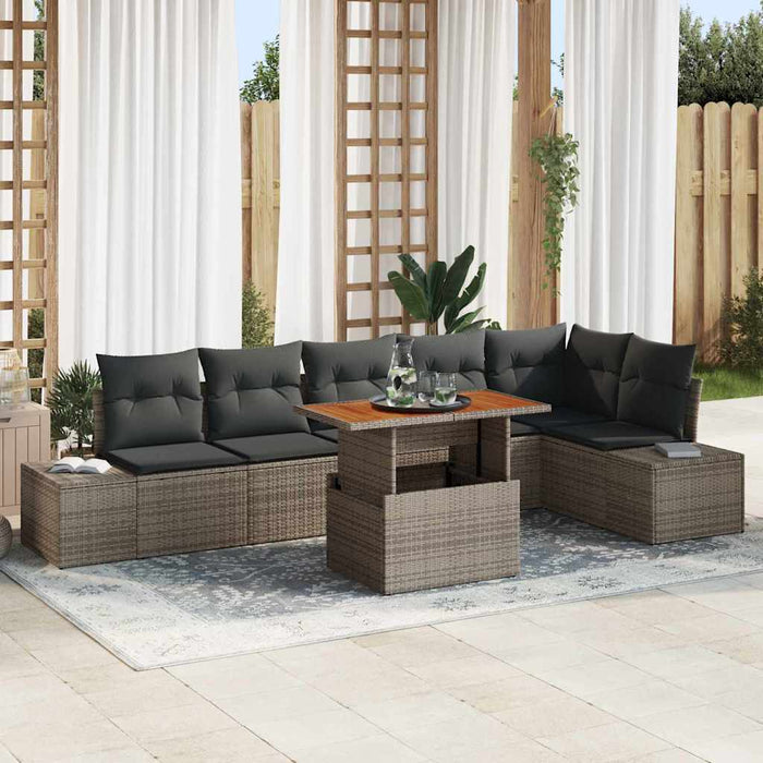 Set de masă pentru grădină 7 pcs Gri, Maro 100 x 55 x 73 cm - WALTI WALTI