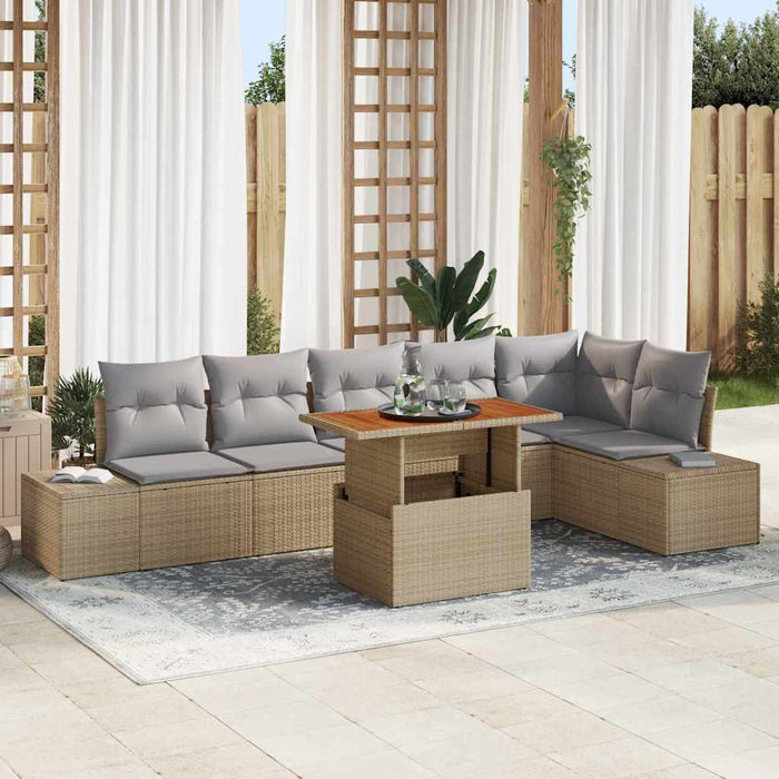 Set de masă pentru grădină 7 pcs Bej, Gri 100 x 55 x 73 cm - WALTI WALTI