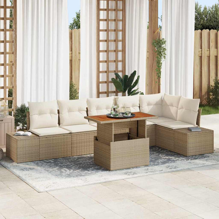 Set de masă pentru grădină 7 pcs Bej, crem 100 x 55 x 73 cm - WALTI WALTI