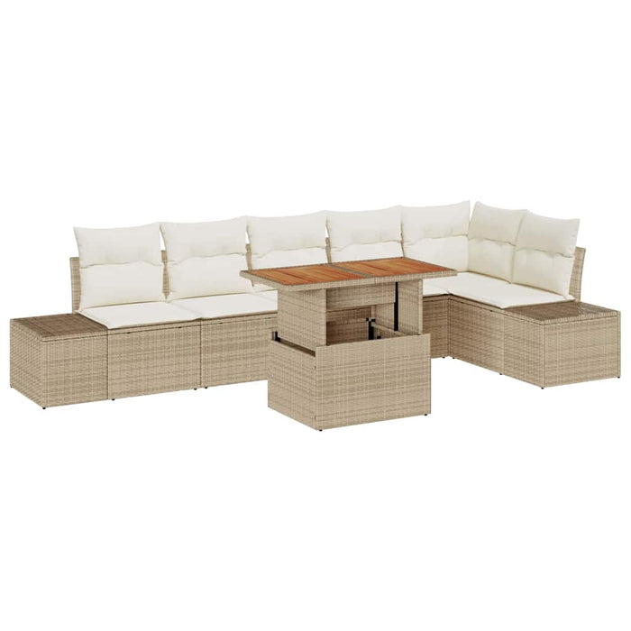 Set de masă pentru grădină 7 pcs Bej, crem 100 x 55 x 73 cm - WALTI WALTI