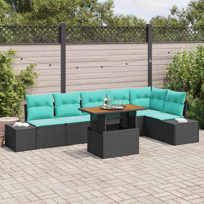Set de masă pentru grădină 7 pcs Negru și Albastru petrol WALTI
