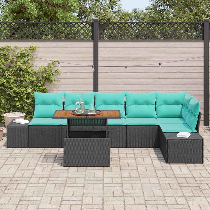 Set de masă pentru grădină 7 pcs Negru și Albastru petrol WALTI