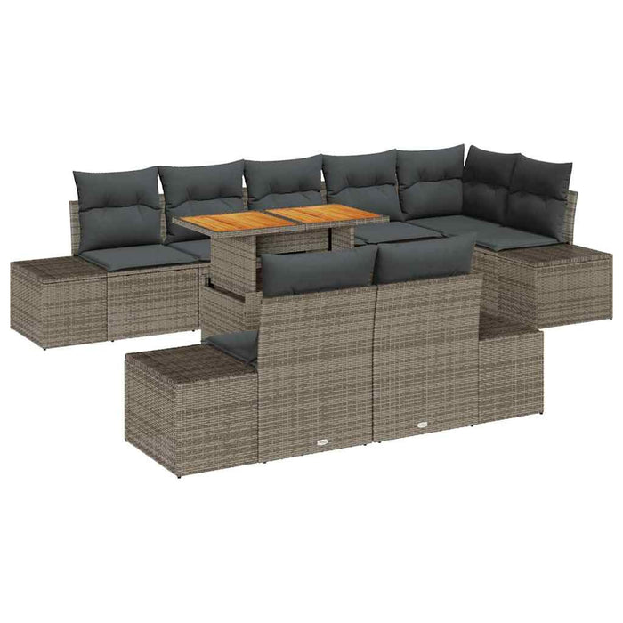 Set de masă pentru grădină cu pernă 9 pcs Gri 100 x 55 x 73 cm - WALTI WALTI